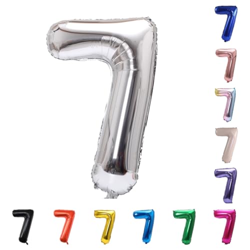 Image of YPSelected 32 Inch Large Foil Helium Number Balloon Birthday Wedding Party 0-9 (Silver, 7)