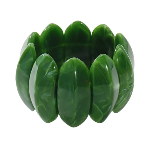 Bocar Chunky Resin Stretch Bracelets Wide Stretchable Bangle Irregular Geometric