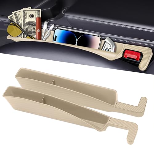 ZYMBU Car Seat Gap Filler Organizer, 2 Pack Car Front Seat Organizer Universal Fit Car SUV Truck, Auto Console Side Storage Box for Holding Phone, Glasses, Car Interior Accessories for Women Men