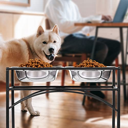 Elevated Pet Feeder For Small Dog-Cat - Double Bowl Raised Stand + Two Stainless Steel Bowls, Washable - Perfect For Water, Food Or Treats By Zhch(S:1 Pint - 5.90＂H) #TOP4