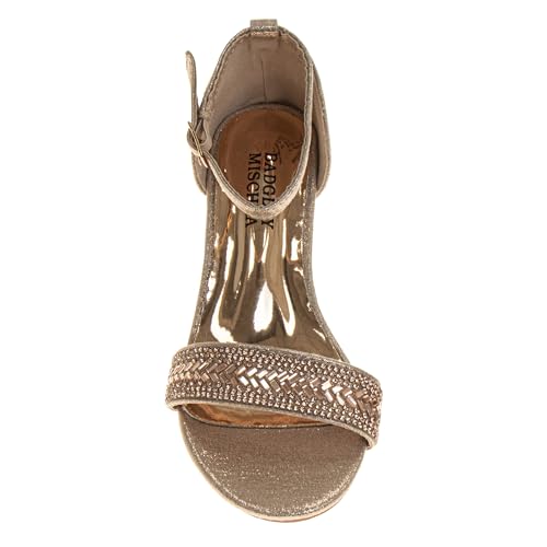 Badgley Mischka Heel Dress Pumps with Ankle Straps - Kids Fashion Dressy Open Toe Block Heel Shoes for Girls - Rose Gold (Sizes 6 Big Kid)2