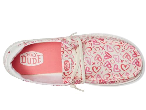 HEYDUDE Girl's Wendy Watercolor Hearts (Little Big Kid) Loafer2
