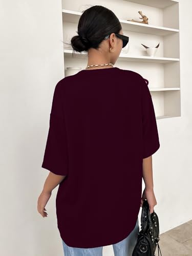 Image of Zilcon Women's Waffle Wool Knit Tops Dressy Business Casual T-Shirt Half Long Sleeve Fall Winter Summer Work Tops