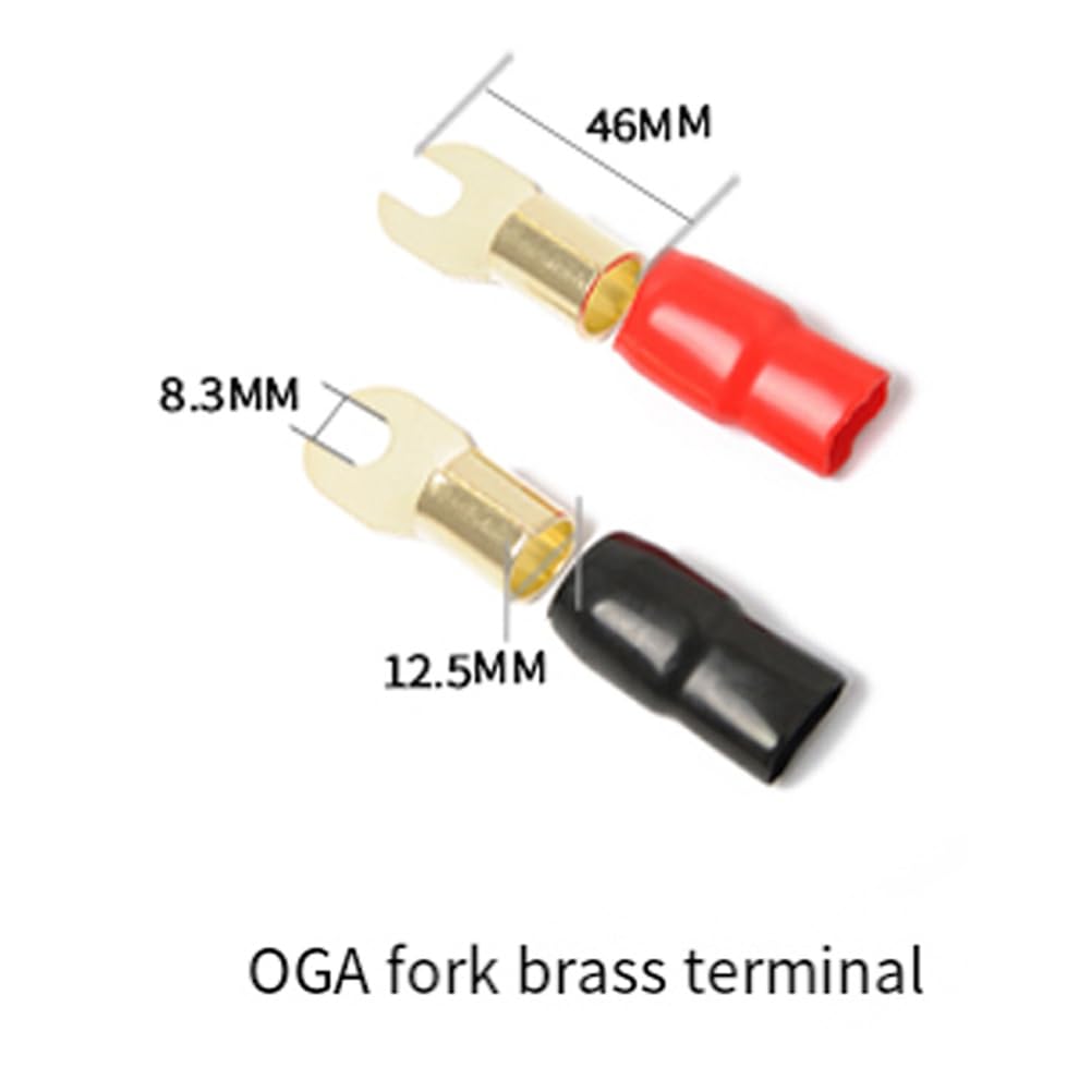 3 Pares de Adaptadores de Conectores de Cobre Chapados en, Calibre 0, Terminal de Pala, Crimpado, Barrera de Crimpado, Palas para Cable de Altavoz.
