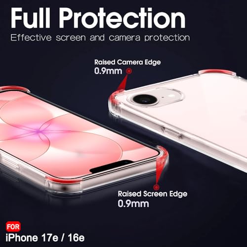 Image of TheGiftKart for iPhone 16e / iPhone 17e Case, Shockproof Clear Back Cover, Raised Bumps for Camera & Screen Protection, 360 Degree Protection Design Back Cover Case (PC & TPU, Transparent)