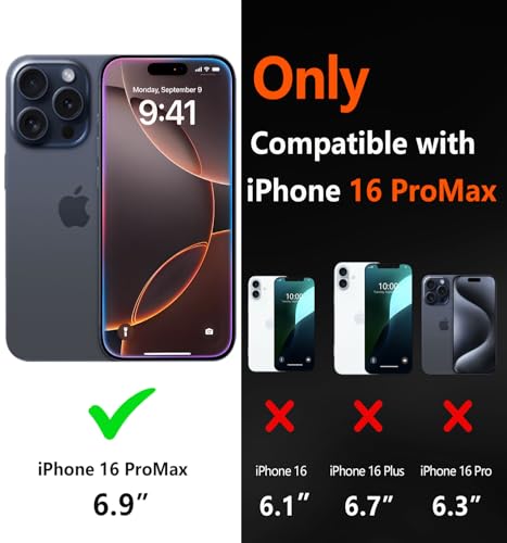 Image of Diverbox for iPhone 16 Pro Max Case [Compatible with MagSafe][Shockproof] [Dropproof][Tempered Glass Screen Protector + Camera Protectors] Heavy Duty Protection for iPhone 16 Pro Max (Magnetic Black)