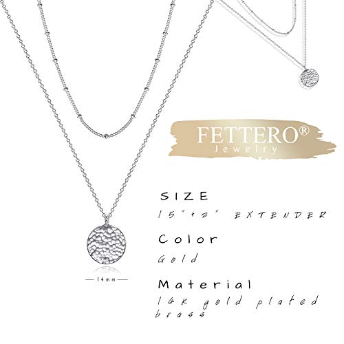 Image of Fettero Pendant Necklace Gold Choker Layered Coin Open Karma Circle Full New Crescent Moon 14K Gold Plated Simple Dainty Necklaces for Women Jewelry Gift