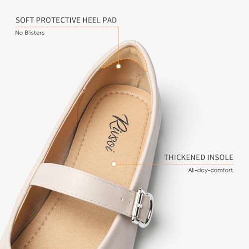 Womens Mary Jane Flats, Comfortable Women’s Flats, Round Toe Ballet Flat with Adjustable Strap for Dressy Office Wear Size 104
