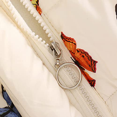 Girls Winter Coat Jacket Hooded Kids Toddler Floral Print Parka Outwear Warm Cotton Puffer Hooded Jacket (White, 6-7 Years)2