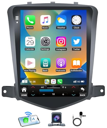 8Core + 32G ROM Android 13 Car Radio for Chevrolet Chevy Cruze 2009-2015: HD IPS Tesla-Style Touchscreen Stereo Upgrade Wireless Carplay Android Auto 5G WiFi Bluetooth 5.4 GPS 32EQ FM SWC