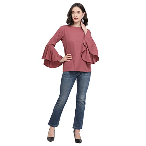 Image of SEREIN Women's Top (Black & White Printed Crepe top with Full Sleeves)