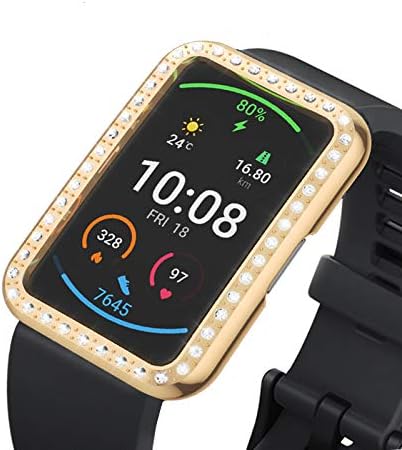 Miniatura 5 de FitTurn Compatible con Huawei Watch Fit Case Reemplazo Bling Crystal Funda Protectora Marco de Metal Color PC a prueba de golpes Carcasa delgada
