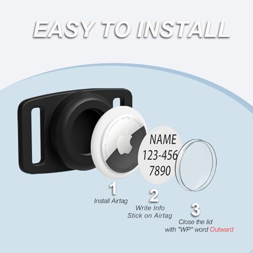 THXSBUDDY IP68 Waterproof for Air Tag Dog Collar Holder for Apple Air tag, Dog Tag Personalized for Pet ID, Visible tag Case for Pet Collar Within 1 Inch - Thumbnail 2