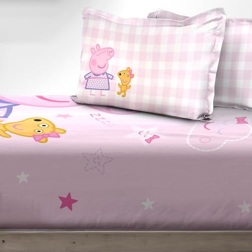 Image of Sassoon Peppa Pig Sleep Digital Printed 100% Cotton Bedsheet with 2 Pillow Covers in 300TC