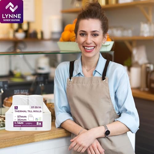 Ec-Cash Thermorollen 57mm x 14m x 12mm - Kassenrollen - Thermopapier - Bonrollen für Bankomat - Kredit-Kartenlesegeräte (57x35x12) (20 Rollen)