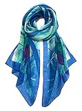 Z&HTrends Womens Genuine Silk Scarf (Small, Abstract Blue)