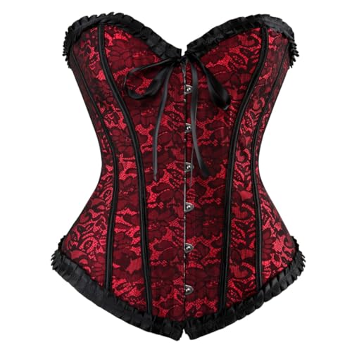 frawirshau Corsets for Women Floral Overbust Corset Bustier Lingerie Top