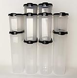  TW TUPPERWARE Eidgenosse mit Schütte 2X 500ml + 2X 1,1L + 2X 1,7L + 2X 2,3L + 2X 2,9L SCHWARZ + Flasche Gold