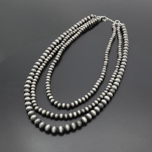 Created Navajo Pearl Necklace for Women Multi Strand Turquoise Choker Western Jewelry Vintage Boho Chic Beaded Statement Necklaces3