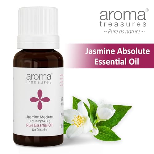 Image of Aroma Treasures Jasmine Absolute Essential Oil | 10% in Jojoba oil | Natural Theraputic Essential oil for healthy Skin, body, Aromatherapy - 5ml