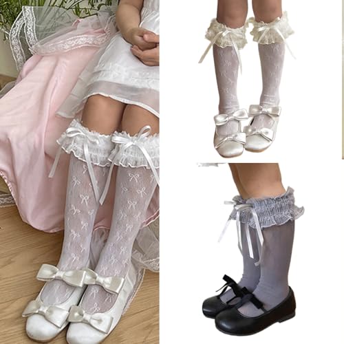 Soft & Breathable Middle Calf Socks Girls Socks for Kids with Bowknot Design for Everyday Wear and Special Occasion2