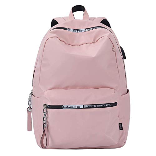 Mocha weir JIAYBL Mochila Escolar para niños  niñas y Mujeres  con Puerto USB  Rosado