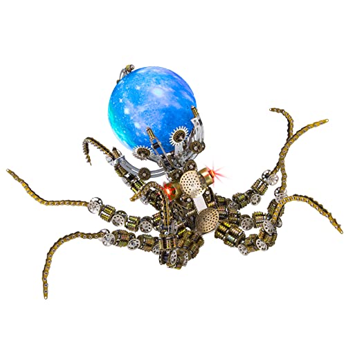 Metalowe puzzle 3D, zestaw samodzielnego złożenia mechanicznego uchwytu ośmiornicy 16 kolorowymi lampami, puzzle 3D dorosłych i nastolatków, ozdoba (ponad 2400 elementów)