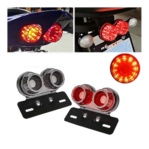 Feu arrière clignotant LED moto 12V avec support de plaque et feu de freinage - 2