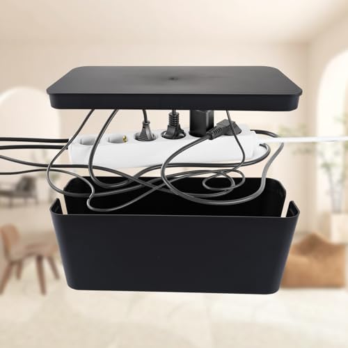 MUXHEL 2 Stück Kabelbox Schwarz, Kabelmanagement Box, Kabel Organizer, Kabel-Versteckbox, Cable box-32 x 13 x 13.5CM & 40.5 x 13.6 x 15.7CM, Robuster Kunststoff 2 Seitliche Kabelführungen