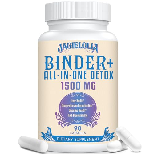 All-In-One Detox Binder Supplement 1500 MG - High Bioavailability, Liver Gut Detox Cleanse with Activated Charcoal, Zeolite & Bentonite Clay for Toxin Binding, Liver, Digestive Aid, 90 Vegan Capsules