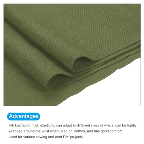 Image of MECCANIXITY 39 inch Elastic Cuffs Ribbed Trims Cotton Fabric Knit Rib Stretch Tape Cuff Sleeve Waistband for Sewing, 12 inch Wide Army Green