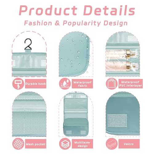 Image of Toiletry Bag Travel Bag with Hanging Hook for Women Men,Light Blue