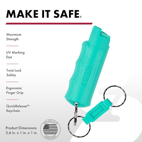 Image of Sabre Pepper Spray - Quick Release Keychain for Easy Carry & Fast Access, Max Police Strength Self Defense OC Spray with UV Dye, 10 Sec. Spray Time, Finger Grip - Faster Aim, 0.54 fl oz,Secure Safety