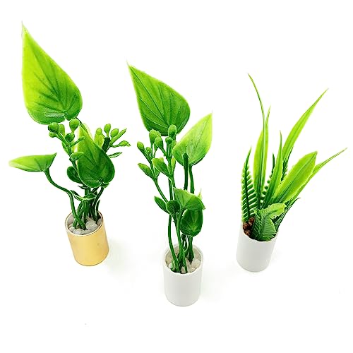 3Pcs Miniature Potted Plants Trees Artificial 1:12 Mini Dollhouse Greenery Scene Bonsai Model Micro...