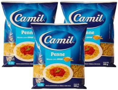 MACARRÃO PENNE COM OVOS 500G CAMIL - KIT 3 UN