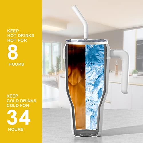 Zenbo 40 oz Tumbler with Handle–Stainless Steel Vacuum Insulated Mug Cup with Handle,Lid and Straw,Keeps Drinks Cold up to 34 Hours – Sweat-Proof Body, Dishwasher Safe - Thumbnail 4