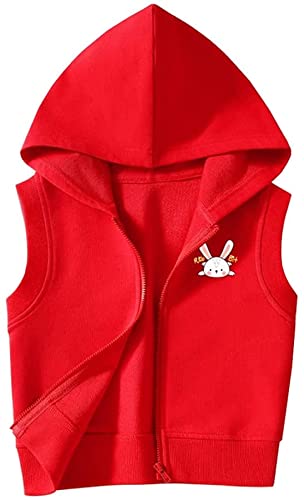 ZRL Calentar Chaleco con Capucha Infantil Chaleco Gilet Chicas de otoño sin Mangas con Cremallera Chaqueta Casual Invierno Chaleco Chaleco Chaleco Casual (Color : Red, tamaño : 130)