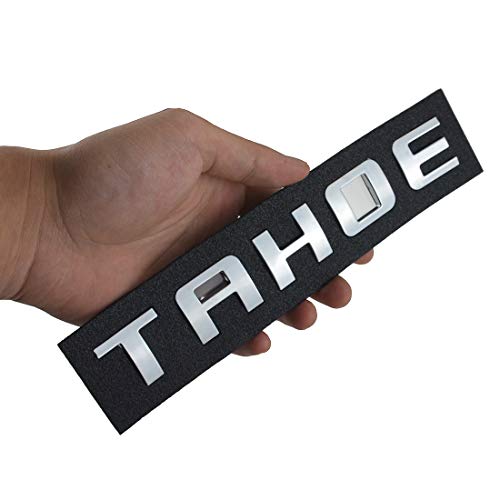 Image of 2pc Chrome Tahoe Emblem Door Trunk Tailgate Badge NAMEPLATE 3D Raised Strong Adhesive Fit for 07-17 Chevy Trunk Cars (Silver)