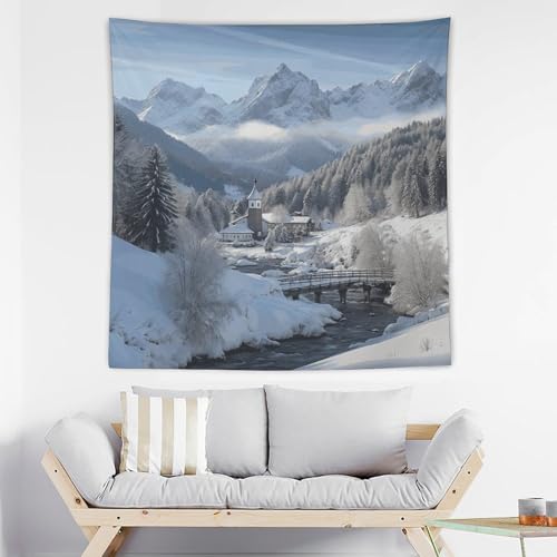 Tapisserie murale de qualité supérieure paysage d'hiver esthétique pour salon élégant