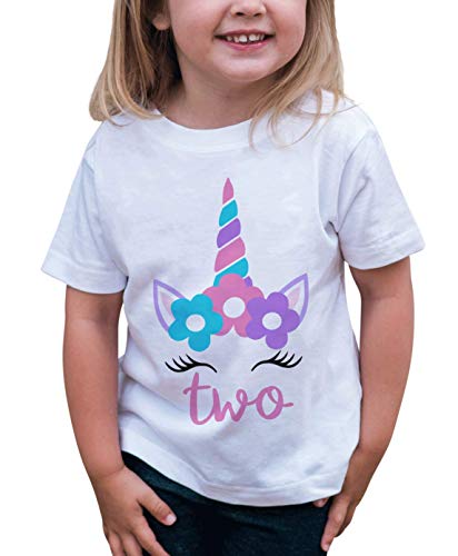 7 ate 9 Apparel Girls Two 2 Second 2nd Birthday Unicorn T-Shirt 2T White