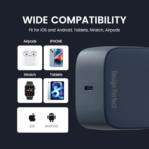 Image of DeperAI 65W Type C Adapter[MFi-Certified], PD3.0 GaN III Type C Charger, Compatible with Laptop, Tablet, iPhone 16 Pro /15, Samsung Galaxy S23 Ultra /S22 and More Type C Devices, Supports UFCS(Blue)