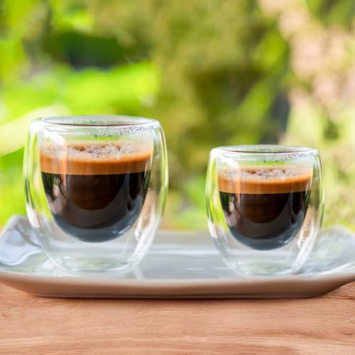 Espresso Cups Set of 4, 5oz Espresso Shot Glass Double Walled Coffee Cups - image 9