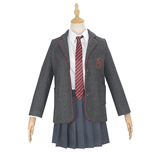 LIUWAZJ Matilda Cosplay Costume for Girls Uniform Skirt Shirt Necktie Outfits World Book Day Costume Halloween Carnival Suit Kids Size 130-150 cm (130)