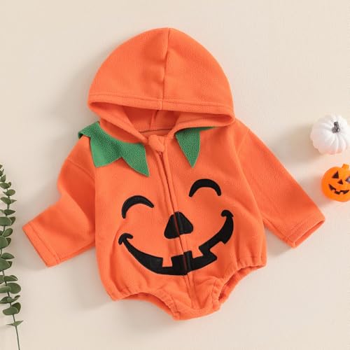 Toddler Baby Boy Girl Halloween Outfit Pumpkin Hoodie Sweatshirt Romper Infant Halloween Baby Clothes3