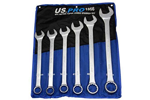 US PRO 6 Piece Jumbo Combination Spanner Set Metric 33-50mm BER1865