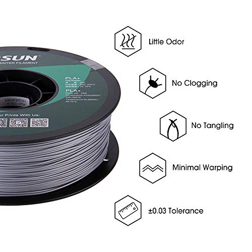 Esun Pla Pro (Pla+) 3D Printer Filament, Dimensional Accuracy +/- 0.03Mm, 1Kg Spool, 1.75Mm, Silver, (Pantone 423C) #TOP3