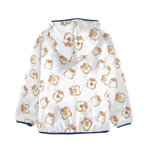 Cute Kawaii Hamster Girls Fleece Jacket Girls Fall Jacket Girls Zip Up Hoodie Girls Sherpa Jacket 2-10T2