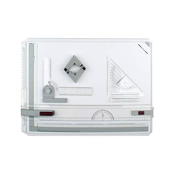 Queiting Multi-Function A3 Drawing Board Set Metric Multifunctional Square Drafting Table with Parallel Motion and Adjustable Angle 20" * 14.4"