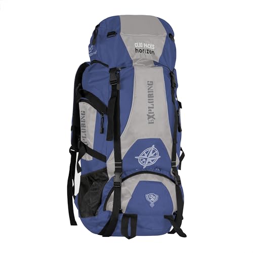 MOCHILA CARGUEIRA 70L CAMPING TRILHA VIAGEM PESCA (Azul)