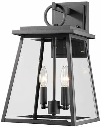 Miniatura 2 de Z-Lite 521M-BK Broughton - Aplique de pared para exteriores de 2 luces en estilo artesano, 17.5 pulgadas de alto y 10.25 pulgadas de ancho,